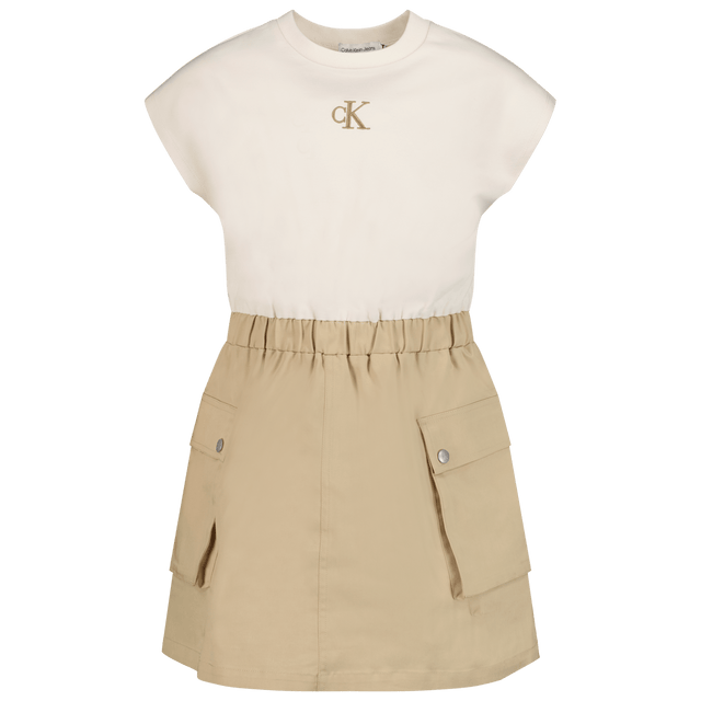 Calvin Klein Kids Girls Dress Beige Calvin Klein Kids Girls Dress Beige