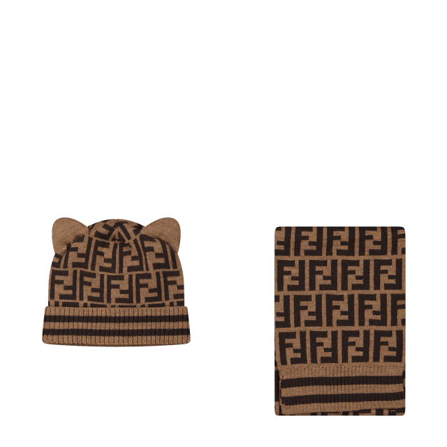 Fendi Baby Unisex Bonnet Brown Fendi Baby Unisex Bonnet Brown