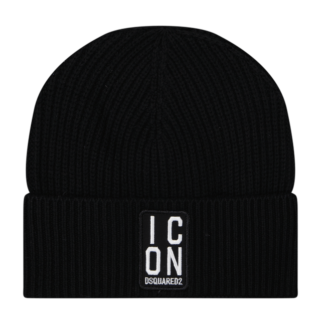 Dsquared2 Kids Unisex Bonnet Black Dsquared2 Kinder Unisex Muts Zwart - Superstellar