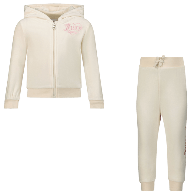 Juicy Couture Kids Girls Jogsuit Off White Juicy Couture Kids Girls Jogsuit Off White