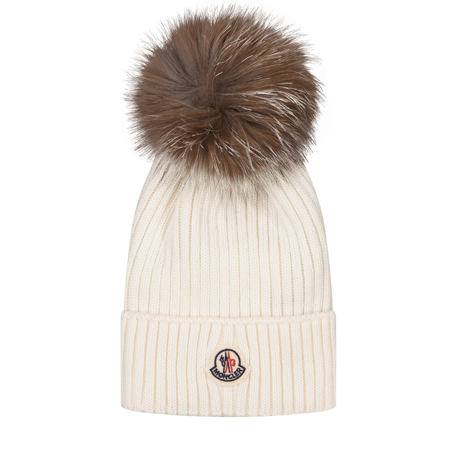 Moncler Unisex Kids Beanie Off-White