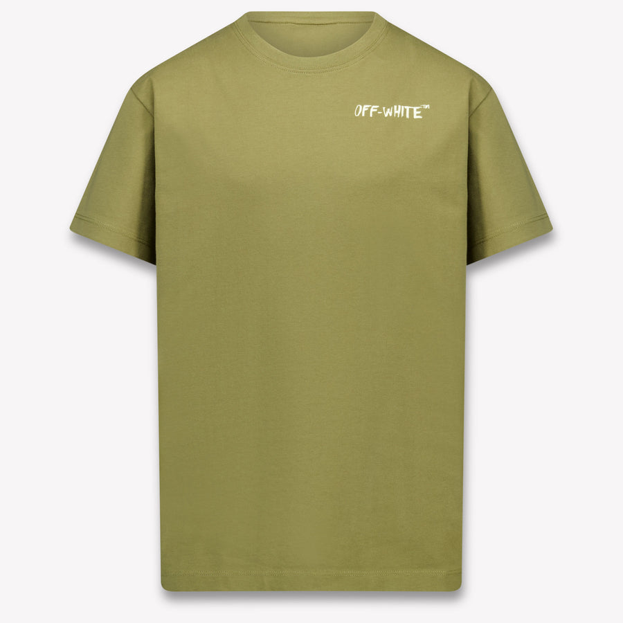Off-White Kids Boys T-Shirt In Olive Green