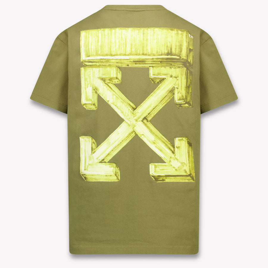 Off-White Kids Boys T-Shirt In Olive Green