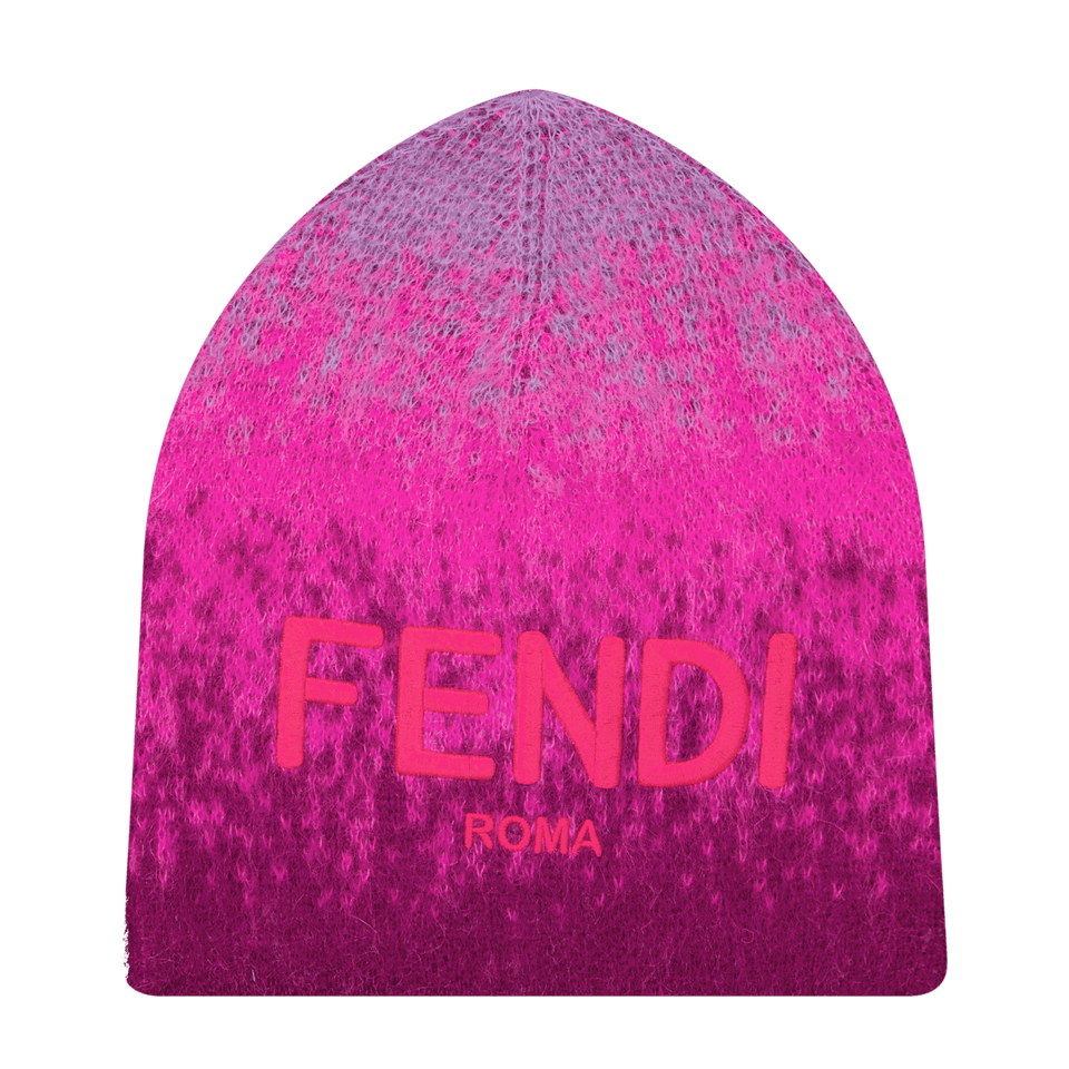 Fendi Kids Girls Bonnet Fluoro Pink