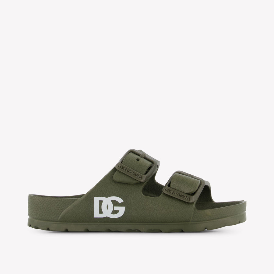 Dolce & Gabbana Boys Slides in Army
