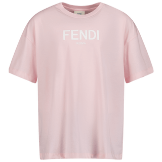 Fendi Kinder Unisex T-Shirt Roze 3Y