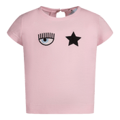 キアラ・フェラーニの女の赤ちゃんTシャツライトピンク