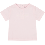 バルメインの女の赤ちゃんTシャツライトピンク