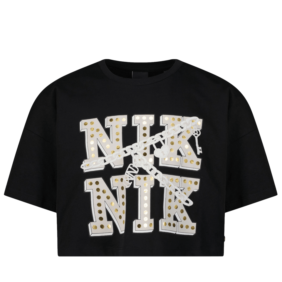 NIK&NIK Kinder Meisjes T-Shirt Zwart 4Y