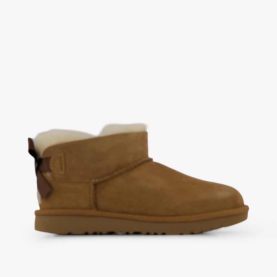 UGG Ultra Mini Bailey Bow Girls Boots in Camel