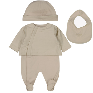 Fendi Baby Unisex Playsuit in Beige