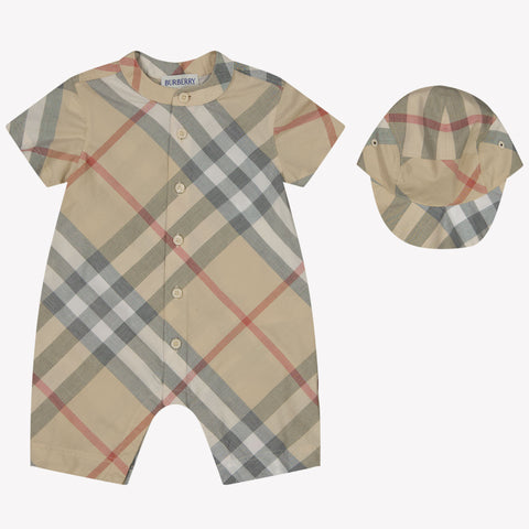 Burberry Lennie Baby Boys Playsuit In Beige