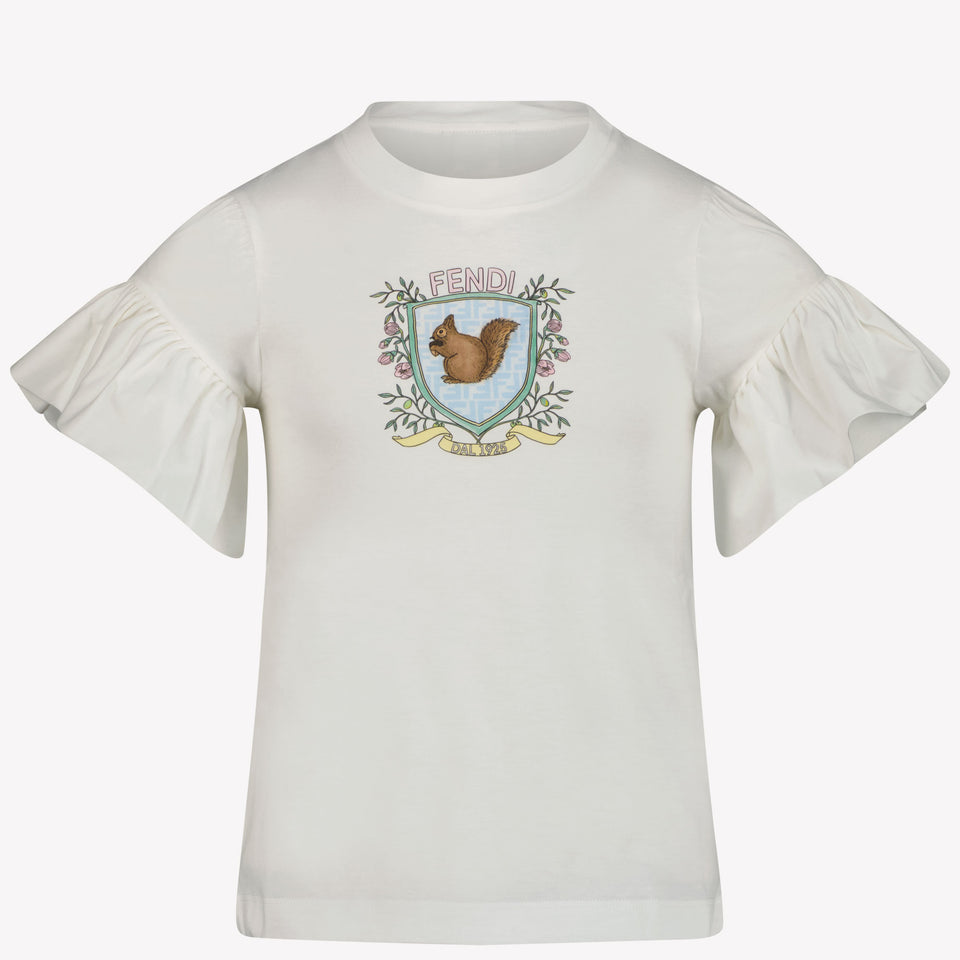 Fendi Kinder Meisjes T-Shirt In Wit