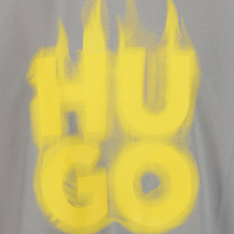 HUGO Kinder Jongens T-Shirt In Licht Grijs