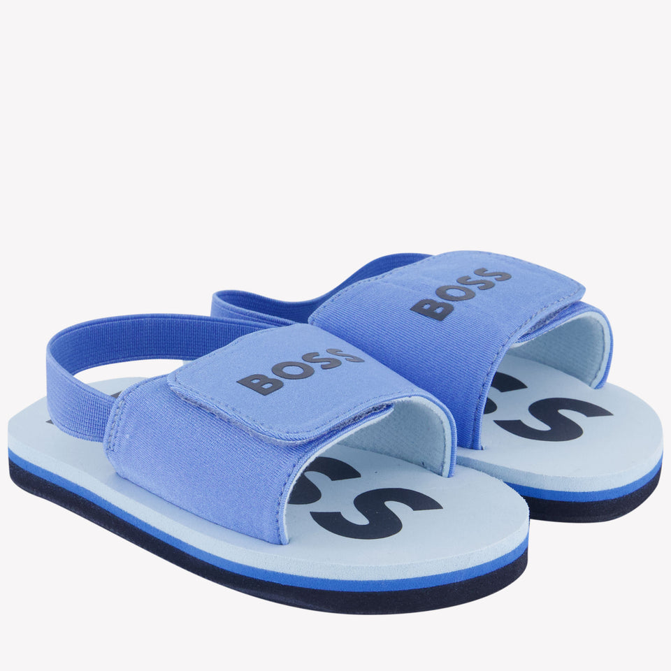 Boss Jongens Slippers In Blauw