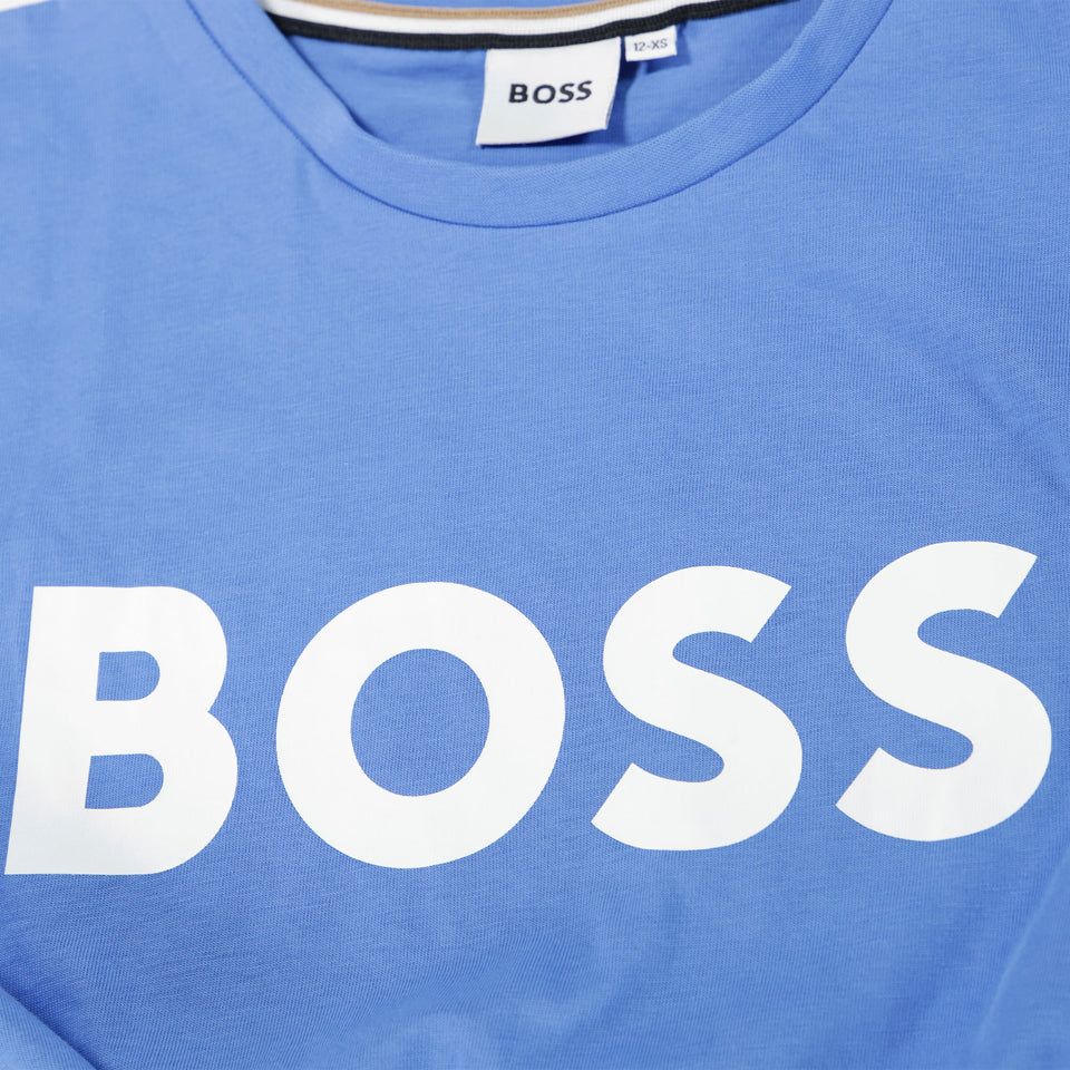 Boss Kinder Jongens T-Shirt In Blauw