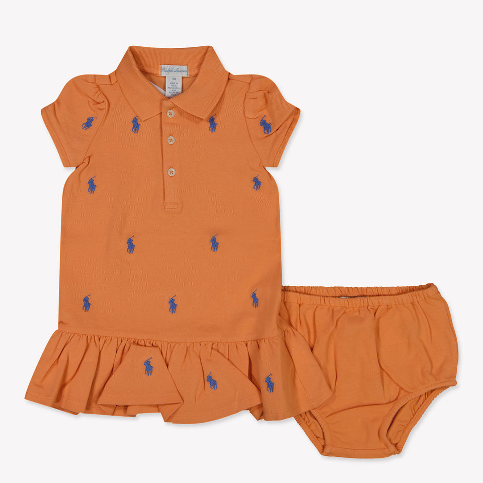 Ralph Lauren Baby Girls Dress In Orange