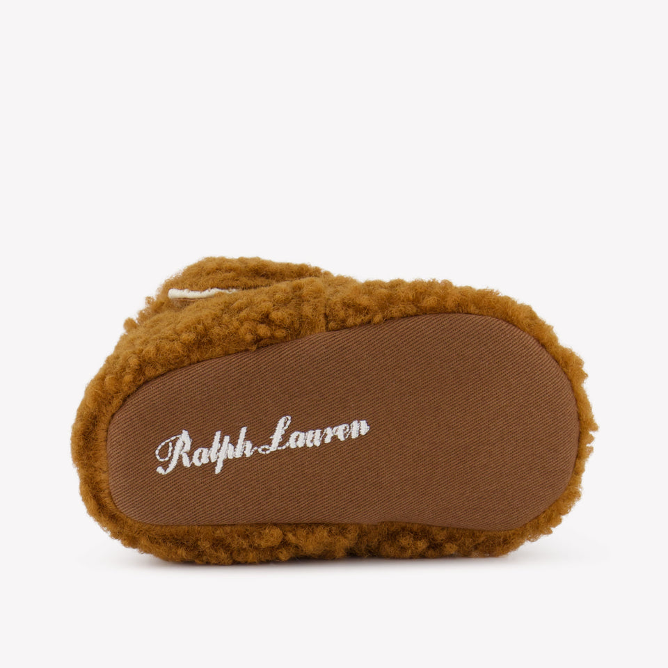 Ralph Lauren Lando Layette Baby Unisex Sneakers In Camel
