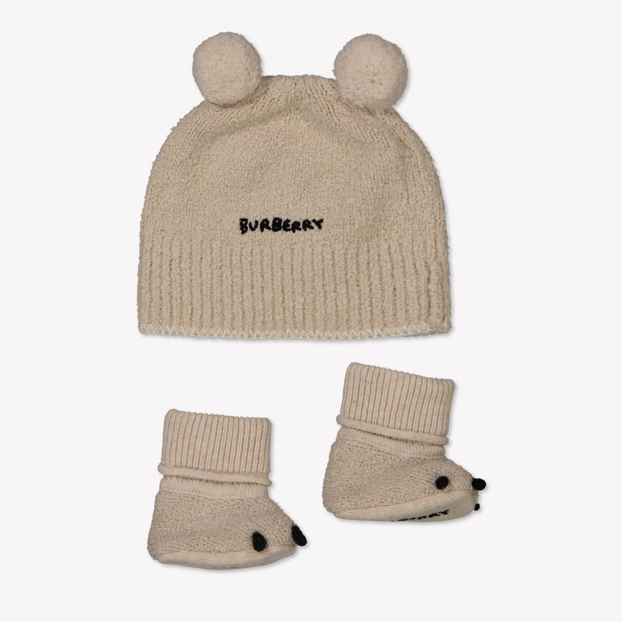 Burberry Baby Unisex Muts In Licht Beige