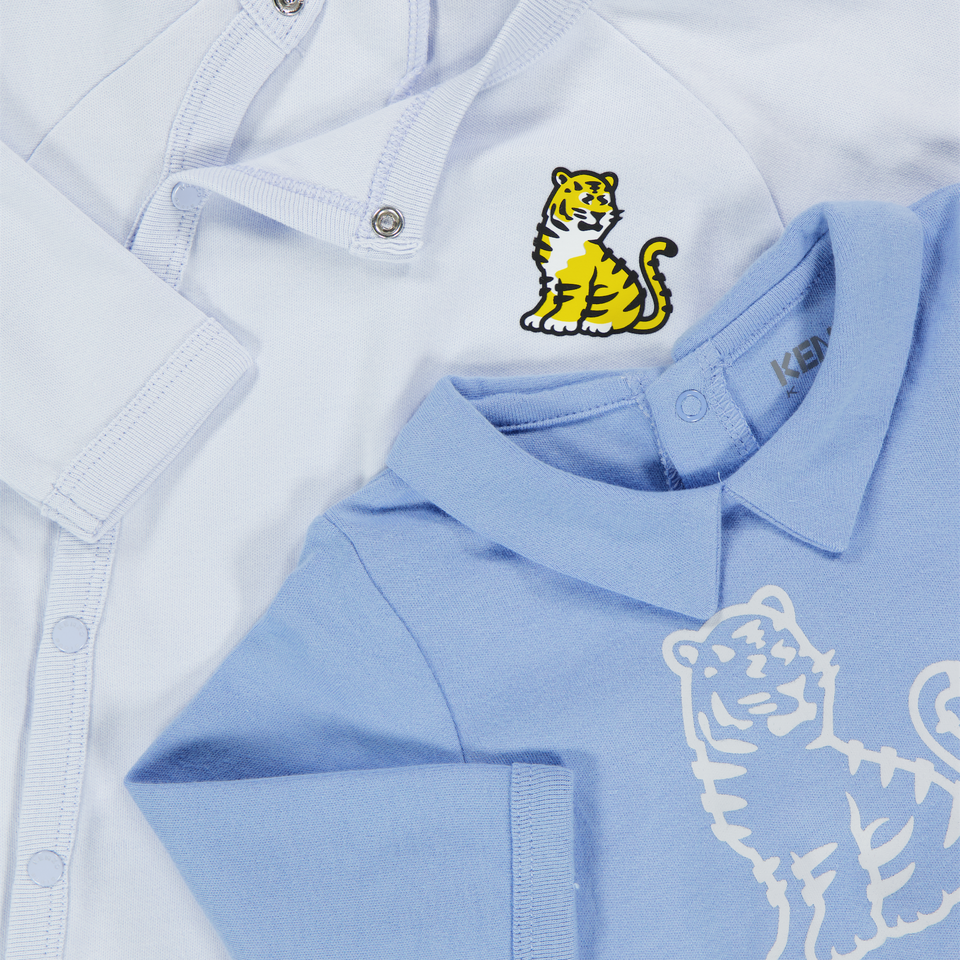 Kenzo kids Baby Unisex Playsuit In Light Blue