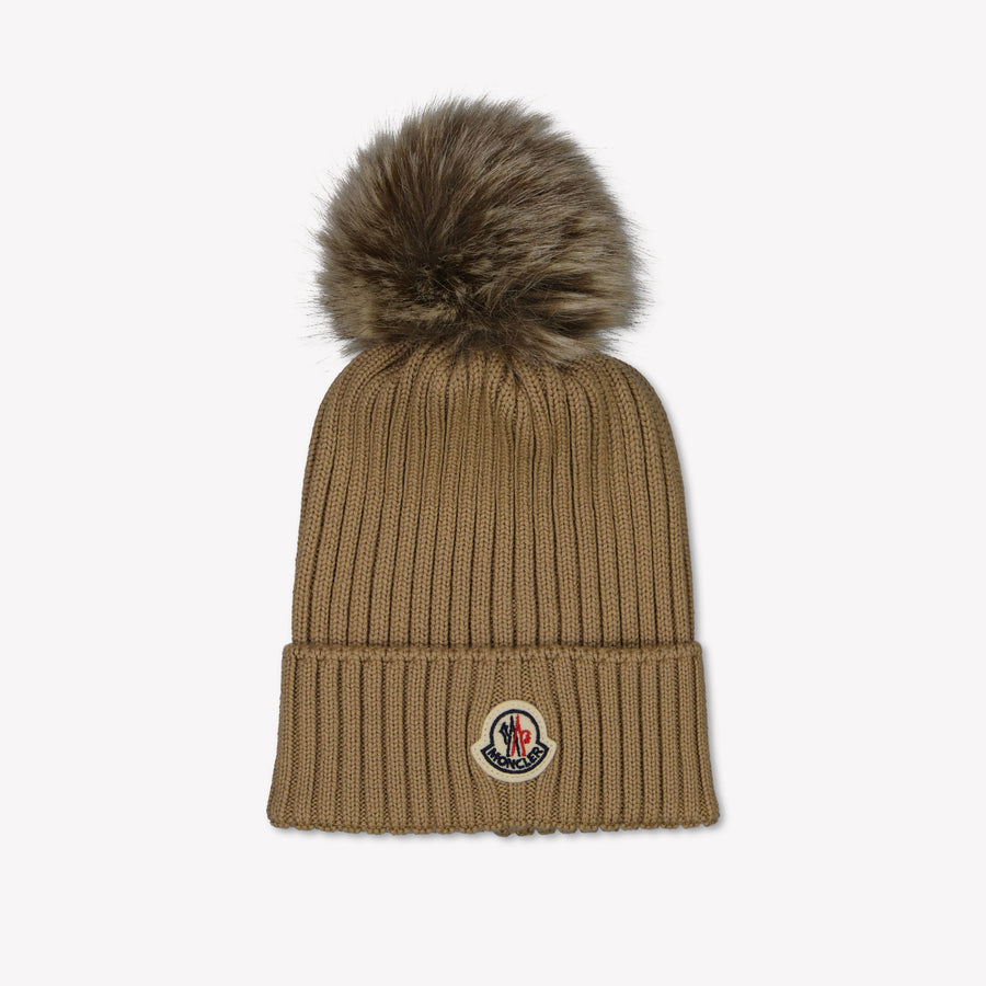 Moncler Girls Beanie in beige