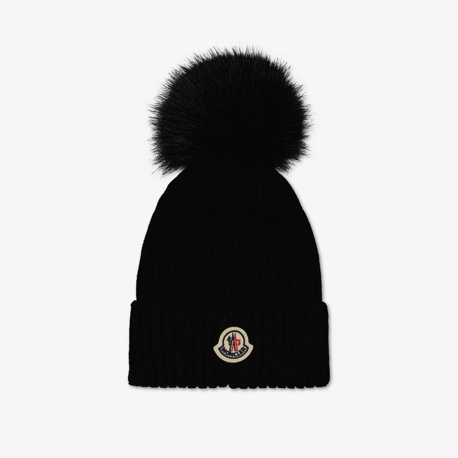 Moncler Girls Beanie in Black