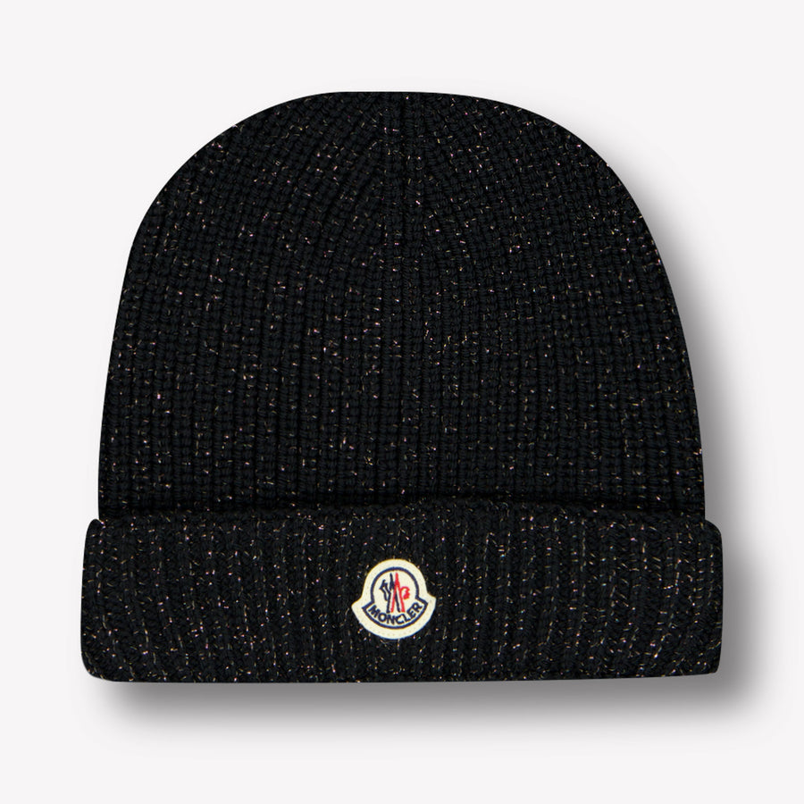 Moncler Girls Beanie in Black
