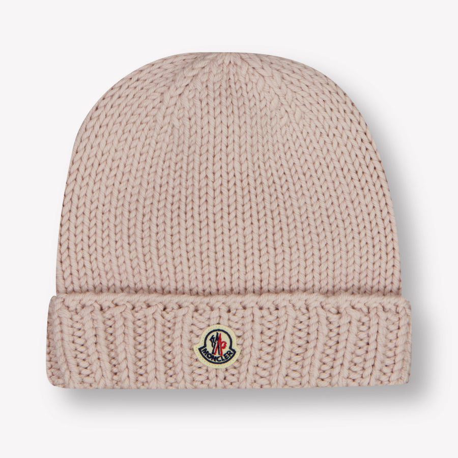 Moncler Girls Beanie in Light Pink