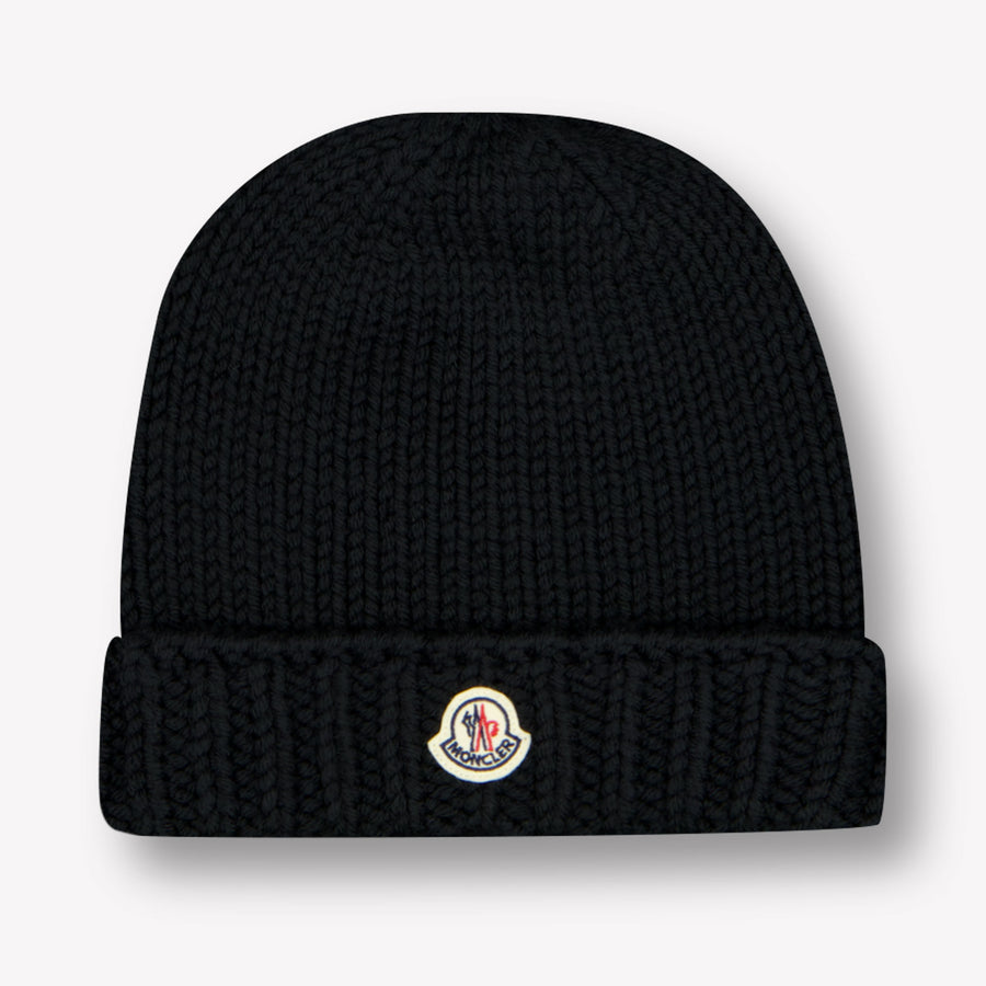 Moncler Girls Beanie in Black