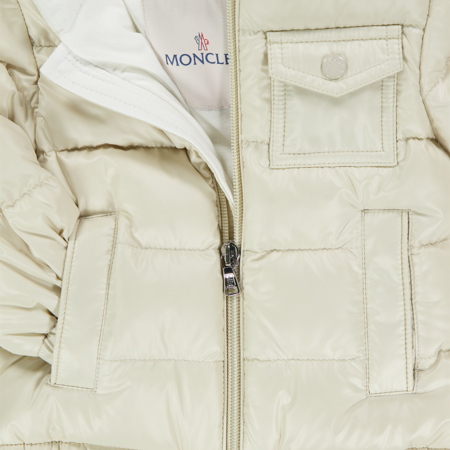Moncler Mesles Baby Jongens Winterjas In Licht Beige