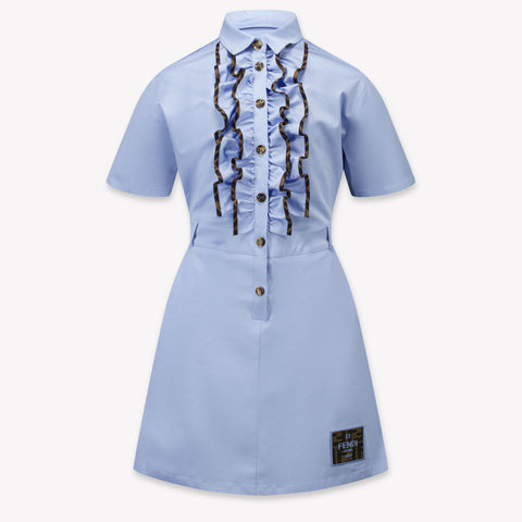 Fendi Kids Girls Dress Light Blue