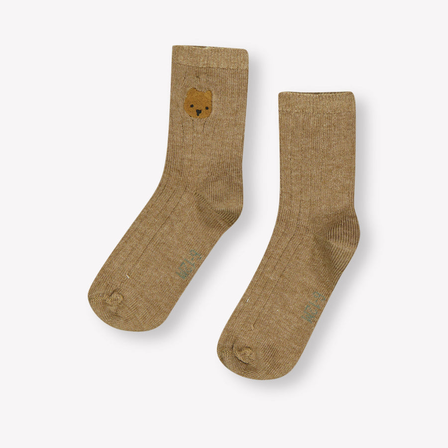 Donsje Amsterdam Bear Baby Unisex Sokjes In Taupe