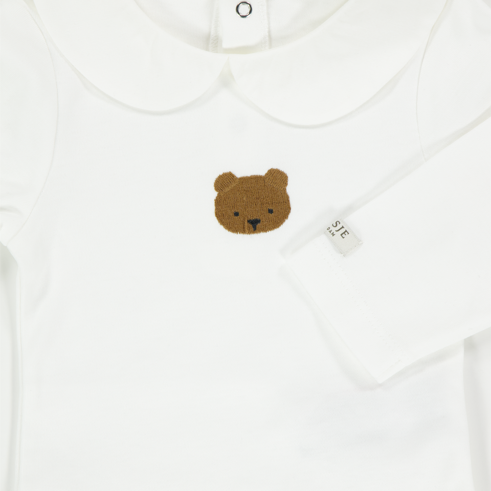 Donsje Amsterdam Bear Baby Unisex Rompertje In Off White
