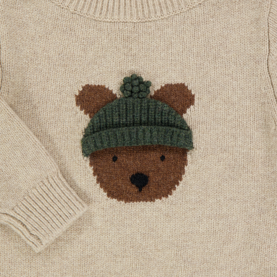 Donsje Amsterdam Bear Baby Boys Sweater  Light Beige