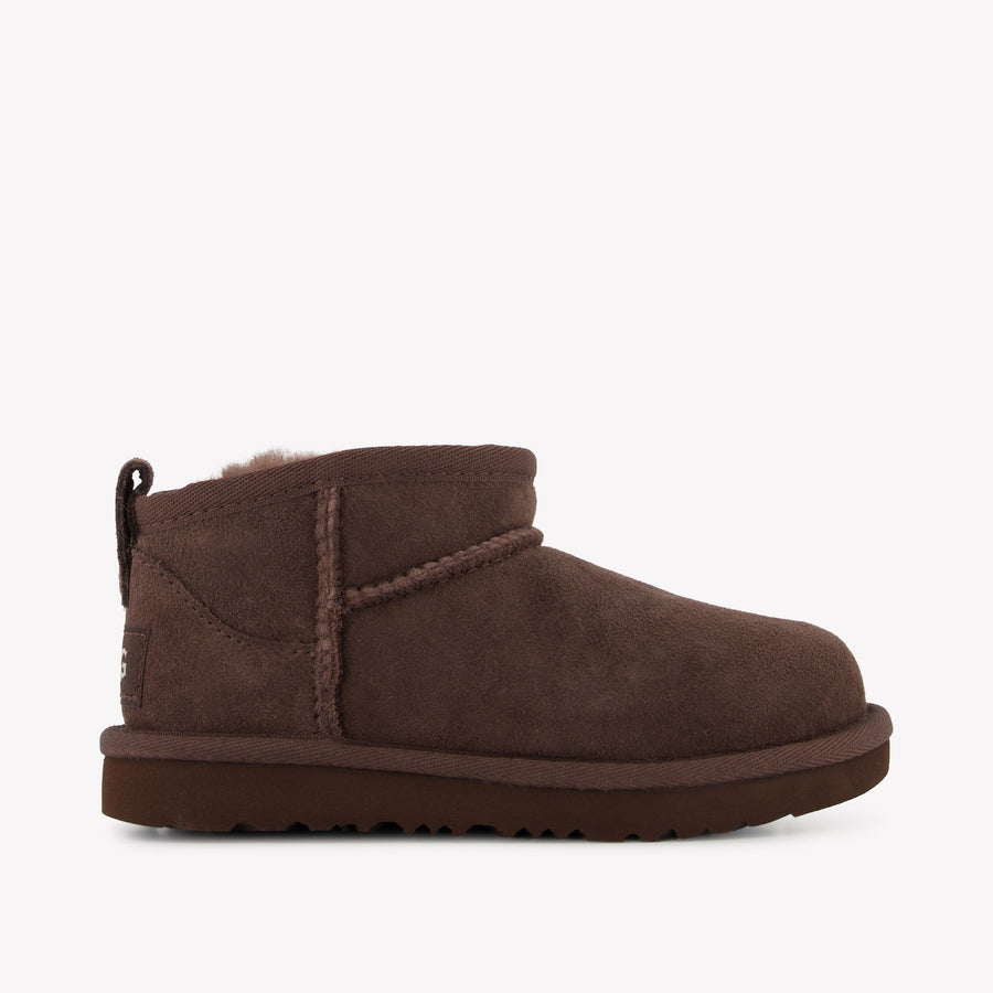 UGG Ultra Mini Zipper Kids Unisex Boots In Dark Brown