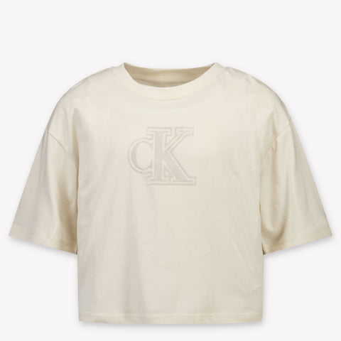Calvin Klein Kinder Meisjes T-Shirt In Off White
