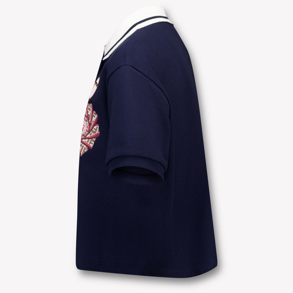 Fendi Kids Girls Polo In Navy
