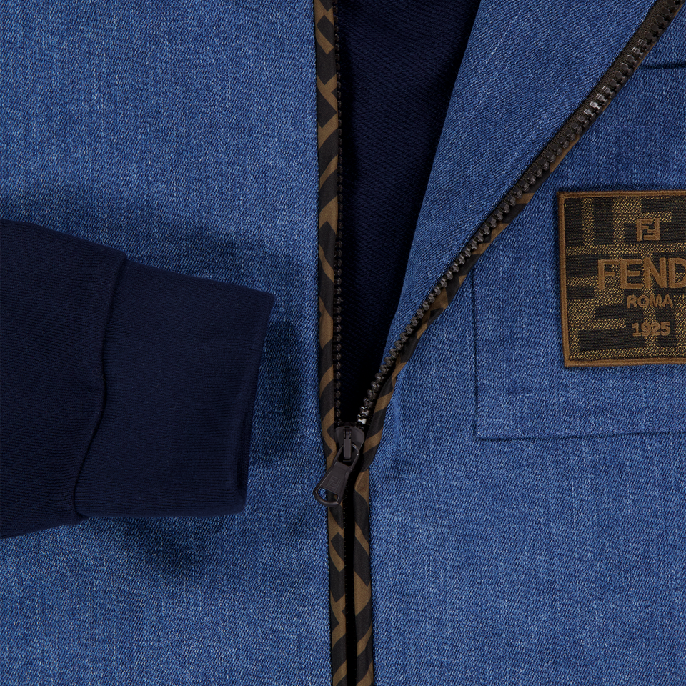 Fendi Kids Boys Cardigan In Navy