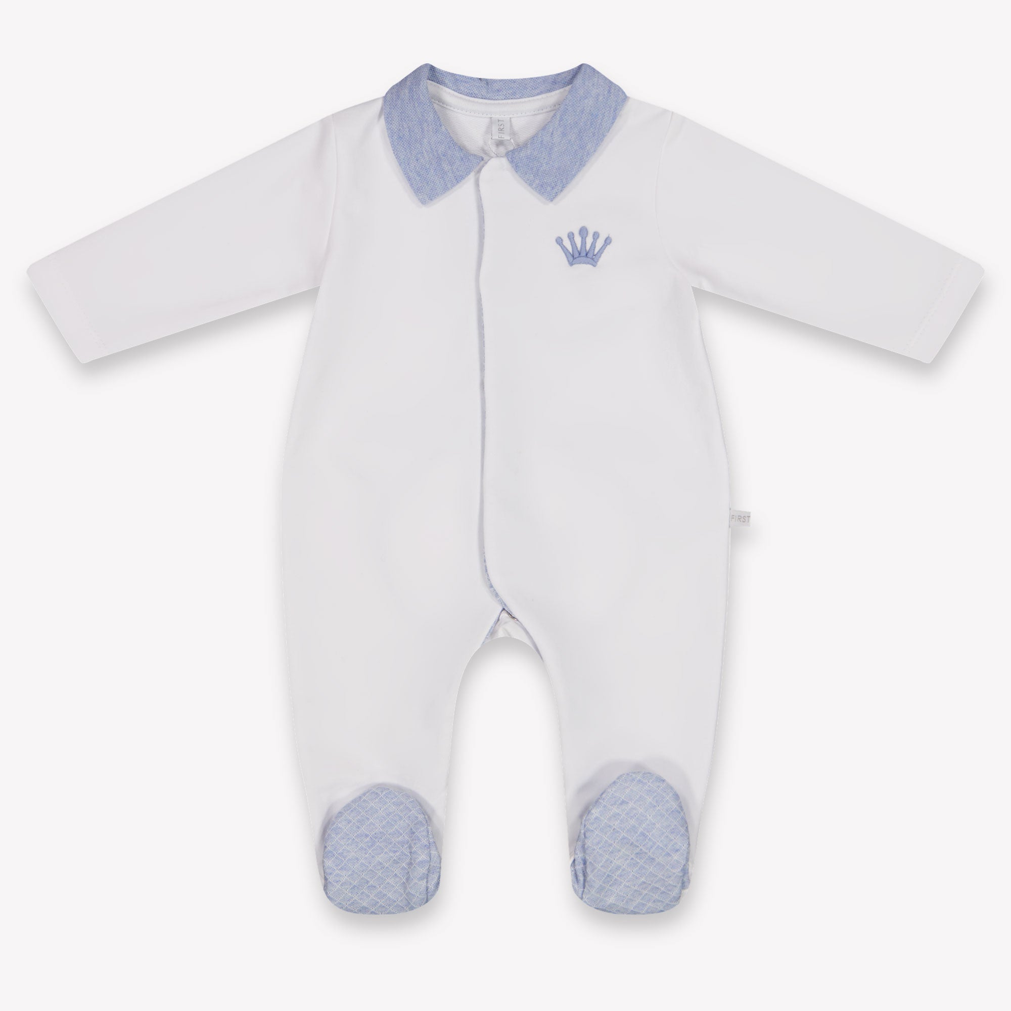 First Baby Boys Playsuit In White