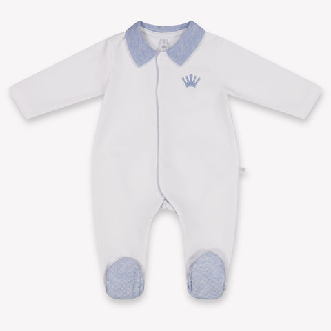First Baby Boys Playsuit In White