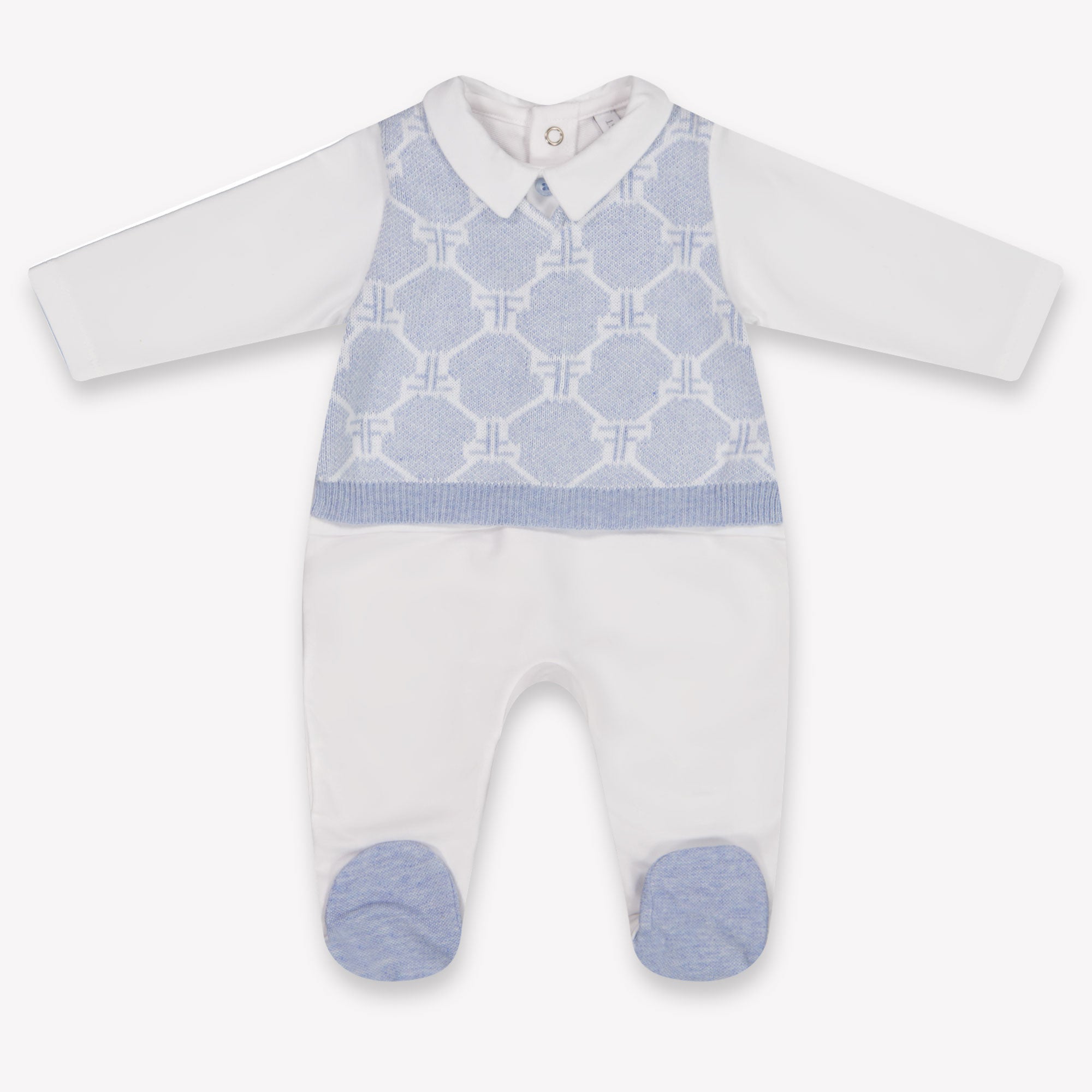 First Baby Boys Playsuit In Light Blue