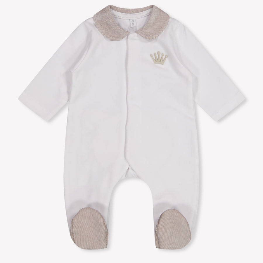 First Baby Boys Playsuit In White