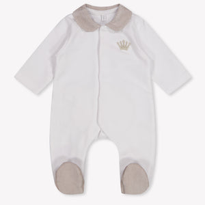 First Baby Boys Playsuit In White