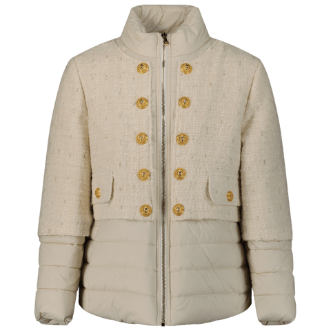 Balmain Kids Girls Coat Off White