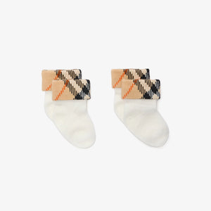 Burberry Turn Back Baby Unisex Socks In White