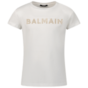 Balmain Kids Girls T-Shirt White
