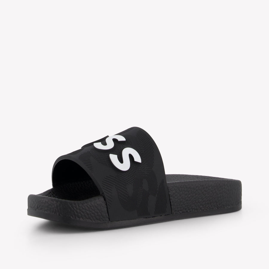 Boss Jongens Slippers In Zwart