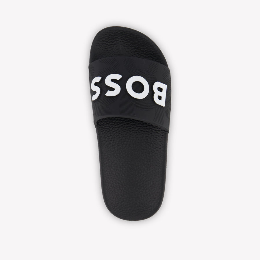 Boss Jongens Slippers In Zwart