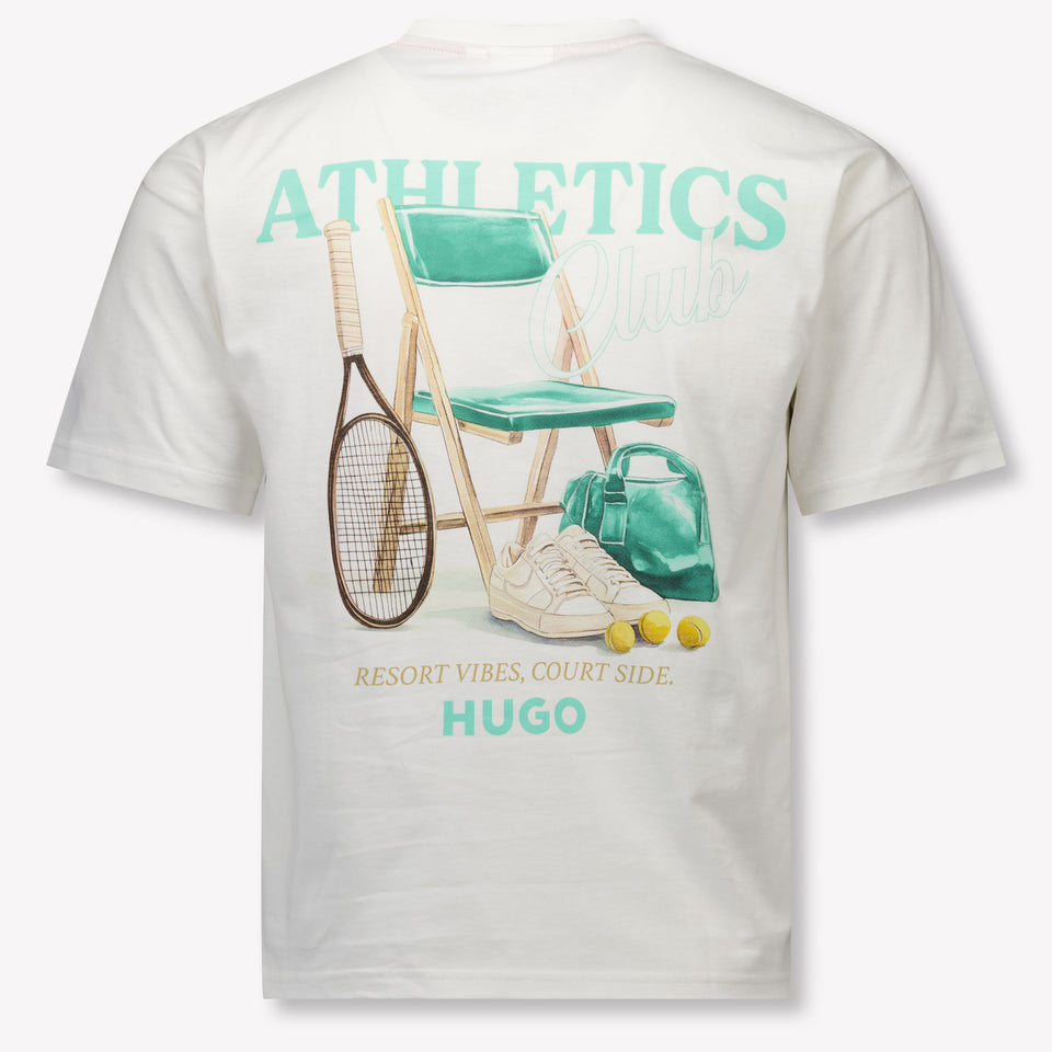 HUGO Kinder Jongens T-Shirt In Off White