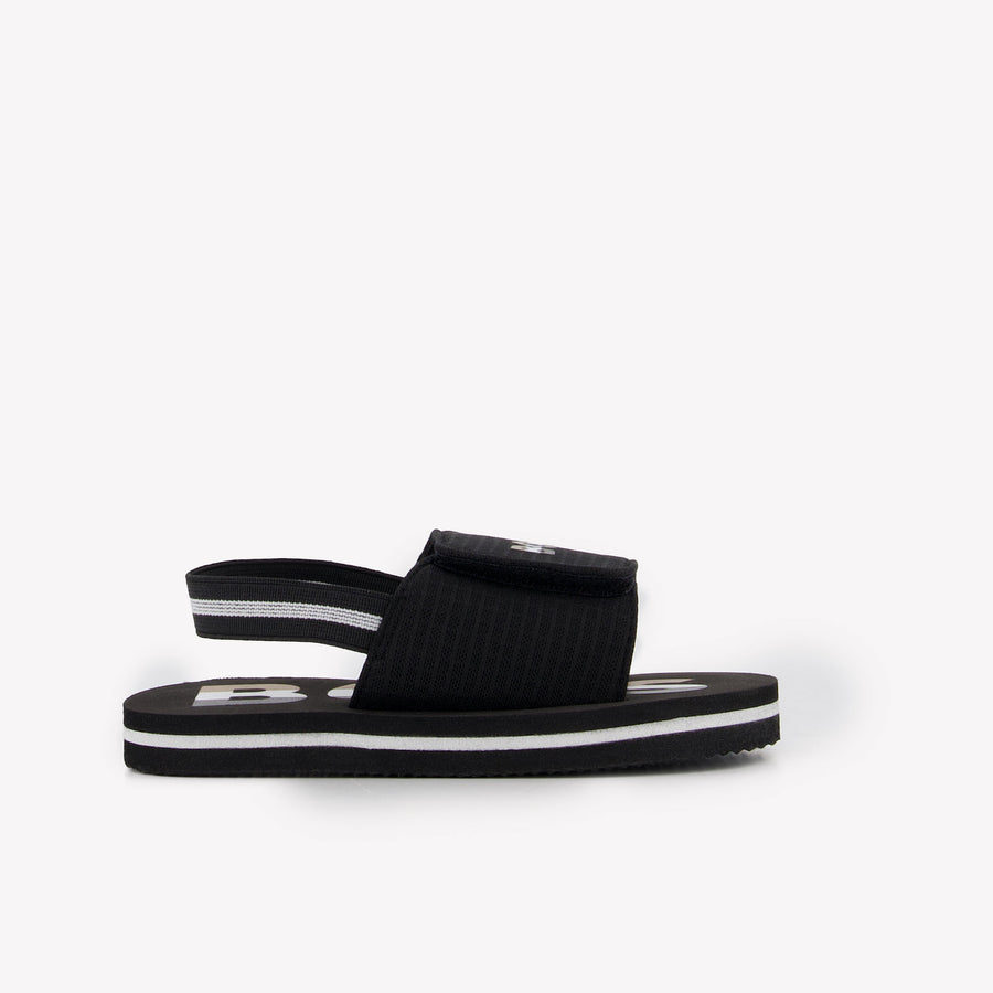 Boss Jongens Slippers In Zwart